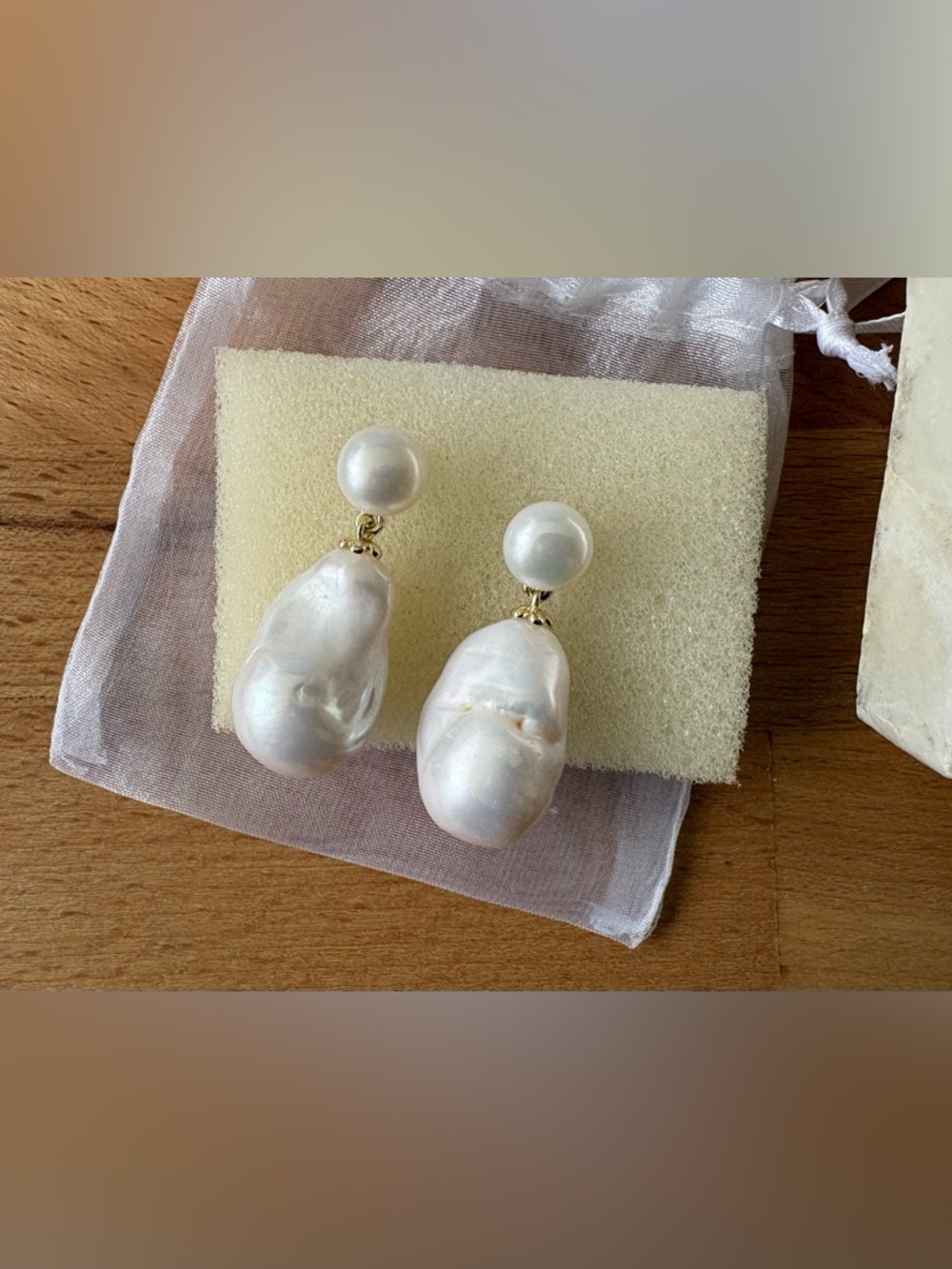 Freshwater Pearl Drop Earrings - Organic, Statement Jewelry